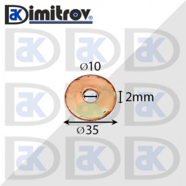 Дифтунга Ø 10 х Ø 35 х 2 mm медна